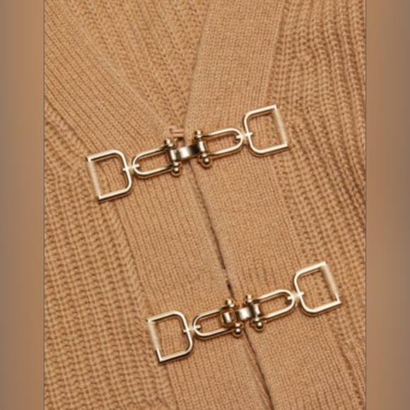 NWT Generation Love Camel Wool Cardigan w/Gold Buckle Trim Size: XL NWT 🤎 - Picture 2 of 3
